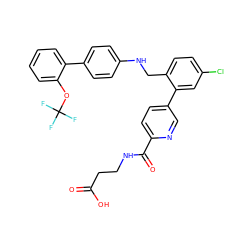 O=C(O)CCNC(=O)c1ccc(-c2cc(Cl)ccc2CNc2ccc(-c3ccccc3OC(F)(F)F)cc2)cn1 ZINC000148479406