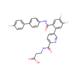 O=C(O)CCNC(=O)c1ccc(-c2cc(F)c(F)cc2C(=O)Nc2ccc(-c3ccc(F)cc3)cc2)cn1 ZINC000148116398