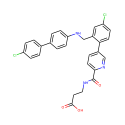 O=C(O)CCNC(=O)c1ccc(-c2ccc(Cl)cc2CNc2ccc(-c3ccc(Cl)cc3)cc2)cn1 ZINC000148583306