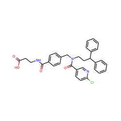 O=C(O)CCNC(=O)c1ccc(CN(CCC(c2ccccc2)c2ccccc2)C(=O)c2ccc(Cl)nc2)cc1 ZINC000036351397