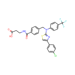 O=C(O)CCNC(=O)c1ccc(CN(c2ccc(C(F)(F)F)cc2)c2nc(-c3ccc(Cl)cc3)cs2)cc1 ZINC000003933425