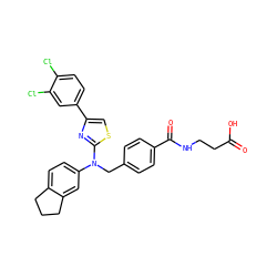 O=C(O)CCNC(=O)c1ccc(CN(c2ccc3c(c2)CCC3)c2nc(-c3ccc(Cl)c(Cl)c3)cs2)cc1 ZINC000049878119