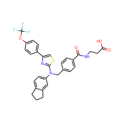 O=C(O)CCNC(=O)c1ccc(CN(c2ccc3c(c2)CCC3)c2nc(-c3ccc(OC(F)(F)F)cc3)cs2)cc1 ZINC000044306753