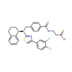 O=C(O)CCNC(=O)c1ccc(CN(c2nc(-c3ccc(Cl)c(Cl)c3)cs2)[C@@H]2CCCc3ccccc32)cc1 ZINC000003933420