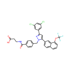 O=C(O)CCNC(=O)c1ccc(Cn2nc(-c3cc(Cl)cc(Cl)c3)cc2-c2ccc3cccc(OC(F)(F)F)c3c2)cc1 ZINC000095573794