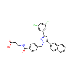 O=C(O)CCNC(=O)c1ccc(Cn2nc(-c3cc(Cl)cc(Cl)c3)cc2-c2ccc3ccccc3c2)cc1 ZINC000095572581