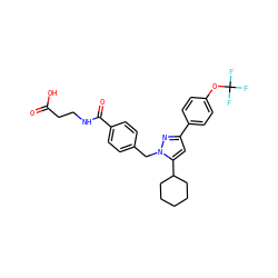 O=C(O)CCNC(=O)c1ccc(Cn2nc(-c3ccc(OC(F)(F)F)cc3)cc2C2CCCCC2)cc1 ZINC000038854247