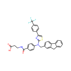 O=C(O)CCNC(=O)c1ccc(N(Cc2ccc3c(c2)Cc2ccccc2-3)c2nc(-c3ccc(C(F)(F)F)cc3)cs2)cc1 ZINC000003933427