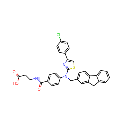 O=C(O)CCNC(=O)c1ccc(N(Cc2ccc3c(c2)Cc2ccccc2-3)c2nc(-c3ccc(Cl)cc3)cs2)cc1 ZINC000044350905