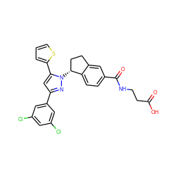 O=C(O)CCNC(=O)c1ccc2c(c1)CC[C@H]2n1nc(-c2cc(Cl)cc(Cl)c2)cc1-c1cccs1 ZINC000653850791