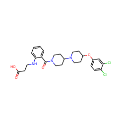 O=C(O)CCNc1ccccc1C(=O)N1CCC(N2CCC(Oc3ccc(Cl)c(Cl)c3)CC2)CC1 ZINC000095556879