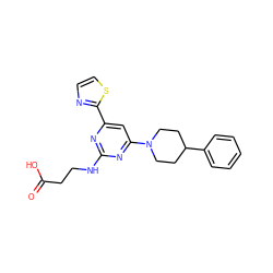 O=C(O)CCNc1nc(-c2nccs2)cc(N2CCC(c3ccccc3)CC2)n1 ZINC000653702443