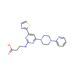 O=C(O)CCNc1nc(-c2nccs2)cc(N2CCN(c3ccccn3)CC2)n1 ZINC000653714278