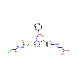 O=C(O)CCNc1nc(Cc2nnc(SCC(=O)NNC(=O)CCl)n2NC(=O)c2ccccc2)cs1 ZINC000028712162