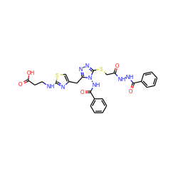 O=C(O)CCNc1nc(Cc2nnc(SCC(=O)NNC(=O)c3ccccc3)n2NC(=O)c2ccccc2)cs1 ZINC000028712158