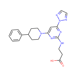 O=C(O)CCNc1nc(N2CCC(c3ccccc3)CC2)cc(-n2nccn2)n1 ZINC000653694246