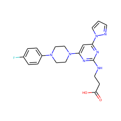 O=C(O)CCNc1nc(N2CCN(c3ccc(F)cc3)CC2)cc(-n2cccn2)n1 ZINC000653709677