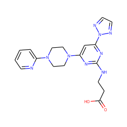 O=C(O)CCNc1nc(N2CCN(c3ccccn3)CC2)cc(-n2nccn2)n1 ZINC000653694247