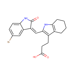 O=C(O)CCc1c(/C=C2\C(=O)Nc3ccc(Br)cc32)[nH]c2c1CCCC2 ZINC000003815537