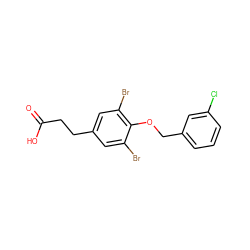 O=C(O)CCc1cc(Br)c(OCc2cccc(Cl)c2)c(Br)c1 ZINC000014969151