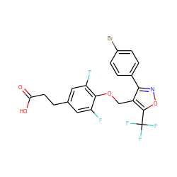 O=C(O)CCc1cc(F)c(OCc2c(-c3ccc(Br)cc3)noc2C(F)(F)F)c(F)c1 ZINC001772610059