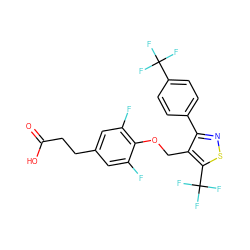 O=C(O)CCc1cc(F)c(OCc2c(-c3ccc(C(F)(F)F)cc3)nsc2C(F)(F)F)c(F)c1 ZINC000217565877