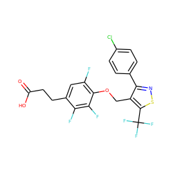 O=C(O)CCc1cc(F)c(OCc2c(-c3ccc(Cl)cc3)nsc2C(F)(F)F)c(F)c1F ZINC000214154856