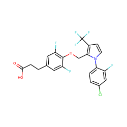 O=C(O)CCc1cc(F)c(OCc2c(C(F)(F)F)ccn2-c2ccc(Cl)cc2F)c(F)c1 ZINC000220448732