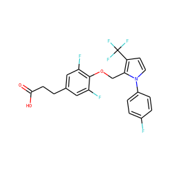 O=C(O)CCc1cc(F)c(OCc2c(C(F)(F)F)ccn2-c2ccc(F)cc2)c(F)c1 ZINC000221882557