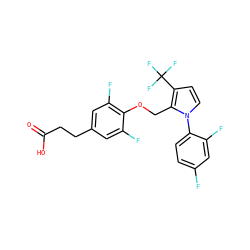 O=C(O)CCc1cc(F)c(OCc2c(C(F)(F)F)ccn2-c2ccc(F)cc2F)c(F)c1 ZINC000221850545