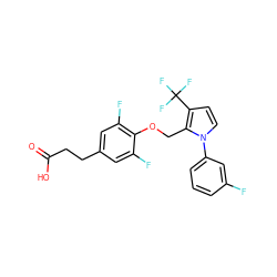 O=C(O)CCc1cc(F)c(OCc2c(C(F)(F)F)ccn2-c2cccc(F)c2)c(F)c1 ZINC000221882378