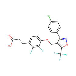 O=C(O)CCc1ccc(OCc2c(-c3ccc(Cl)cc3)noc2C(F)(F)F)c(F)c1F ZINC001772647193