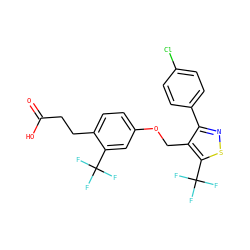 O=C(O)CCc1ccc(OCc2c(-c3ccc(Cl)cc3)nsc2C(F)(F)F)cc1C(F)(F)F ZINC000220662752