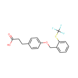 O=C(O)CCc1ccc(OCc2ccccc2SC(F)(F)F)cc1 ZINC001772647637