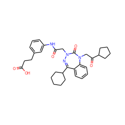 O=C(O)CCc1cccc(NC(=O)CN2N=C(C3CCCCC3)c3ccccc3N(CC(=O)C3CCCC3)C2=O)c1 ZINC000003915927