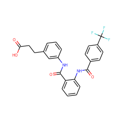 O=C(O)CCc1cccc(NC(=O)c2ccccc2NC(=O)c2ccc(C(F)(F)F)cc2)c1 ZINC000299870916