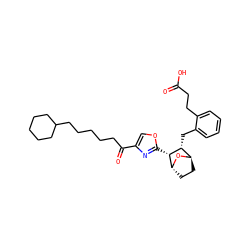 O=C(O)CCc1ccccc1C[C@@H]1[C@H]2CC[C@@H](O2)[C@@H]1c1nc(C(=O)CCCCCC2CCCCC2)co1 ZINC000169304363