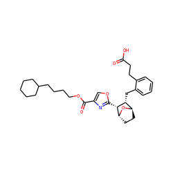 O=C(O)CCc1ccccc1C[C@@H]1[C@H]2CC[C@@H](O2)[C@@H]1c1nc(C(=O)OCCCCC2CCCCC2)co1 ZINC000169367941