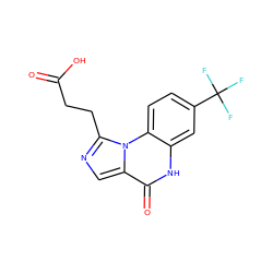 O=C(O)CCc1ncc2c(=O)[nH]c3cc(C(F)(F)F)ccc3n12 ZINC000201421636