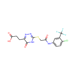 O=C(O)CCc1nnc(SCC(=O)Nc2ccc(Cl)c(C(F)(F)F)c2)[nH]c1=O ZINC000003407720