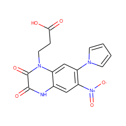 O=C(O)CCn1c(=O)c(=O)[nH]c2cc([N+](=O)[O-])c(-n3cccc3)cc21 ZINC000013445045