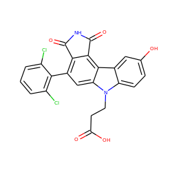 O=C(O)CCn1c2ccc(O)cc2c2c3c(c(-c4c(Cl)cccc4Cl)cc21)C(=O)NC3=O ZINC000040862200