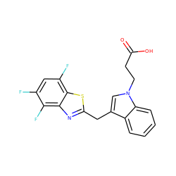 O=C(O)CCn1cc(Cc2nc3c(F)c(F)cc(F)c3s2)c2ccccc21 ZINC000003814353