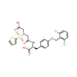 O=C(O)CN(CC(=O)N[C@@H](Cc1ccc(OCc2c(Cl)cccc2Cl)cc1)C(=O)O)S(=O)(=O)c1cccs1 ZINC000027304701