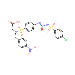 O=C(O)CN(Cc1ccc([N+](=O)[O-])cc1)S(=O)(=O)c1ccc(NC(=O)NS(=O)(=O)c2ccc(Cl)cc2)cc1 ZINC000029552875