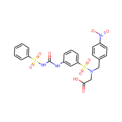 O=C(O)CN(Cc1ccc([N+](=O)[O-])cc1)S(=O)(=O)c1cccc(NC(=O)NS(=O)(=O)c2ccccc2)c1 ZINC000029487768