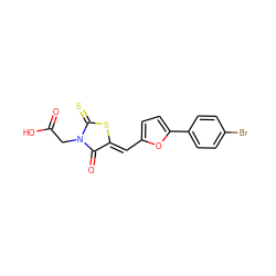 O=C(O)CN1C(=O)/C(=C/c2ccc(-c3ccc(Br)cc3)o2)SC1=S ZINC000002697121