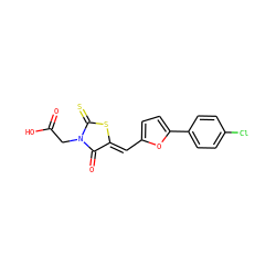 O=C(O)CN1C(=O)/C(=C/c2ccc(-c3ccc(Cl)cc3)o2)SC1=S ZINC000001756243