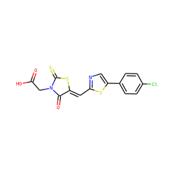 O=C(O)CN1C(=O)/C(=C/c2ncc(-c3ccc(Cl)cc3)s2)SC1=S ZINC000013678234