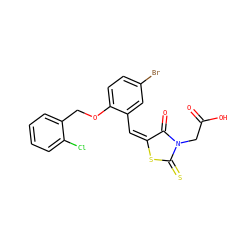 O=C(O)CN1C(=O)/C(=C\c2cc(Br)ccc2OCc2ccccc2Cl)SC1=S ZINC000003000250